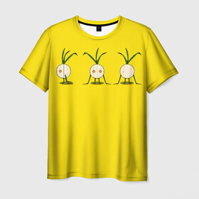 Мужская футболка 3D с принтом Лук репчатый в Петрозаводске, 100% полиэфир | прямой крой, круглый вырез горловины, длина до линии бедер | инженер | органика | правильное питание | растения | три фасада