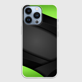 Чехол для iPhone 13 Pro с принтом Green  Black в Петрозаводске,  |  | Тематика изображения на принте: 3d | 3д | sport | абстракция | линии | паттерн | соты | спортивный стиль | текстуры