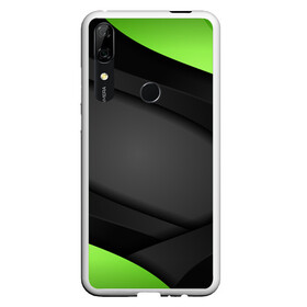 Чехол для Honor P Smart Z с принтом Green Black в Петрозаводске, Силикон | Область печати: задняя сторона чехла, без боковых панелей | Тематика изображения на принте: 3d | 3д | sport | абстракция | линии | паттерн | соты | спортивный стиль | текстуры