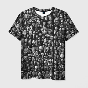 Мужская футболка 3D с принтом Мрачные портреты в Петрозаводске, 100% полиэфир | прямой крой, круглый вырез горловины, длина до линии бедер | Тематика изображения на принте: halloween | лица | мрачное | портреты | страшное | сюрреализм | ужасы