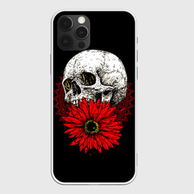 Чехол для iPhone 12 Pro Max с принтом Череп и Красный Цветок Skull в Петрозаводске, Силикон |  | flowers | head | skulls | букет | голова | животные | кости | мозги | паттерн | полосы | природа | розы | скелет | текстура | узор | флора | хо | цветы | черепа | черный | яркий