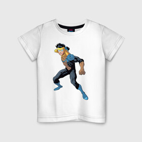 Детская футболка хлопок с принтом Марк Грэйсон Неуязвимый в Петрозаводске, 100% хлопок | круглый вырез горловины, полуприлегающий силуэт, длина до линии бедер | damien darkblood | invincible | superman | марк грэйсон | мультсериал | неуязвимый | супергерой