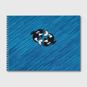 Альбом для рисования с принтом Две косатки в Петрозаводске, 100% бумага
 | матовая бумага, плотность 200 мг. | Тематика изображения на принте: whale | кит | косатка | косатки | на синем | с косатками