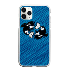 Чехол для iPhone 11 Pro матовый с принтом Две косатки в Петрозаводске, Силикон |  | whale | кит | косатка | косатки | на синем | с косатками