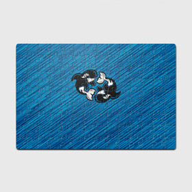 Головоломка Пазл магнитный 126 элементов с принтом Две косатки в Петрозаводске, полимерный материал с магнитным слоем | 126 деталей, размер изделия —  180*270 мм | whale | кит | косатка | косатки | на синем | с косатками