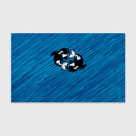 Бумага для упаковки 3D с принтом Две косатки в Петрозаводске, пластик и полированная сталь | круглая форма, металлическое крепление в виде кольца | whale | кит | косатка | косатки | на синем | с косатками