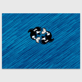 Поздравительная открытка с принтом Две косатки в Петрозаводске, 100% бумага | плотность бумаги 280 г/м2, матовая, на обратной стороне линовка и место для марки
 | whale | кит | косатка | косатки | на синем | с косатками