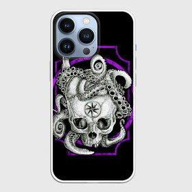 Чехол для iPhone 13 Pro с принтом Череп и Осьминог в Петрозаводске,  |  | Тематика изображения на принте: beast | head | kraken | neon | octopus | skulls | star | букет | голова | животные | звезда | зверь | зубы | кости | кракен | краска | мозги | неоновый | октопус | осьминог | полосы | скелет | текстура | точки | узор | хо | цветы