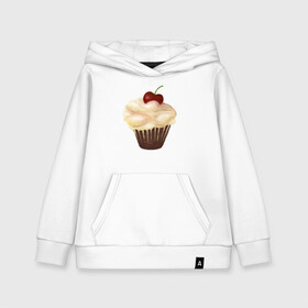 Детская толстовка хлопок с принтом Cupcake with cherry art в Петрозаводске, 100% хлопок | Круглый горловой вырез, эластичные манжеты, пояс, капюшен | art | cherry | cooking | cupcake | vypichka | yummy | арт | вишня | вкусняшка | выпичка | кекс | кулинария