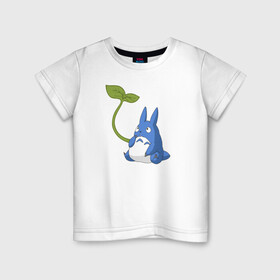 Детская футболка хлопок с принтом Chibi blue totoro в Петрозаводске, 100% хлопок | круглый вырез горловины, полуприлегающий силуэт, длина до линии бедер | anime | chibi | hayao | miyazaki | neighbor | totoro | аниме | миядзаки | сосед | тоторо | хаяо | чиби