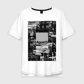 Мужская футболка хлопок Oversize с принтом Agust D в Петрозаводске, 100% хлопок | свободный крой, круглый ворот, “спинка” длиннее передней части | agust | bts | d | k pop | suga | агуст | бтс | ди | к поп | кей поп | шуга