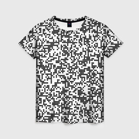 Женская футболка 3D с принтом Пиксельный Узор в Петрозаводске, 100% полиэфир ( синтетическое хлопкоподобное полотно) | прямой крой, круглый вырез горловины, длина до линии бедер | blackwhite | pixels | пиксели | узор | чернобелый