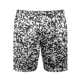 Мужские шорты спортивные с принтом Пиксельный Узор в Петрозаводске,  |  | Тематика изображения на принте: blackwhite | pixels | пиксели | узор | чернобелый