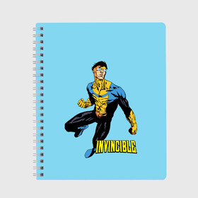 Тетрадь с принтом Invincible Неуязвимый в Петрозаводске, 100% бумага | 48 листов, плотность листов — 60 г/м2, плотность картонной обложки — 250 г/м2. Листы скреплены сбоку удобной пружинной спиралью. Уголки страниц и обложки скругленные. Цвет линий — светло-серый
 | boy | cartoon | damien darkblood | hero | invincible | superhero | герой | марк грейсон | мультик | мультсериал | непобедимый | неуязвимый | персонаж | супергерой