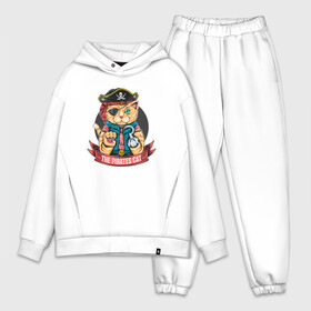 Мужской костюм хлопок OVERSIZE с принтом Кот пират в Петрозаводске,  |  | captain | cat | pirate | pirates | skull | капитан | кот | пират | череп