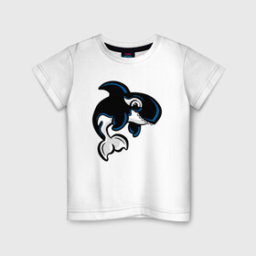 Детская футболка хлопок с принтом Косатка в Петрозаводске, 100% хлопок | круглый вырез горловины, полуприлегающий силуэт, длина до линии бедер | Тематика изображения на принте: whale | кит | косатка | косатки