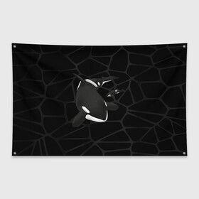 Флаг-баннер с принтом Косатки в Петрозаводске, 100% полиэстер | размер 67 х 109 см, плотность ткани — 95 г/м2; по краям флага есть четыре люверса для крепления | whale | кит | косатка | косатки | морские