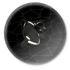 Значок с принтом Косатки в Петрозаводске,  металл | круглая форма, металлическая застежка в виде булавки | whale | кит | косатка | косатки | морские