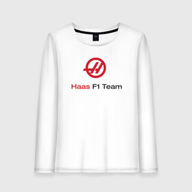 Женский лонгслив хлопок с принтом Haas F1 Team в Петрозаводске, 100% хлопок |  | f1 | haas | грожан | магнуссен | мазепин | ф1 | феррари | формула 1 | хаас