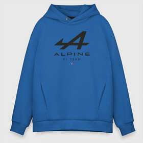 Мужское худи Oversize хлопок с принтом Alpine F1 team в Петрозаводске, френч-терри — 70% хлопок, 30% полиэстер. Мягкий теплый начес внутри —100% хлопок | боковые карманы, эластичные манжеты и нижняя кромка, капюшон на магнитной кнопке | alpine | f1 | renault | team | рено | ф1 | фернандо алонсо | формула 1