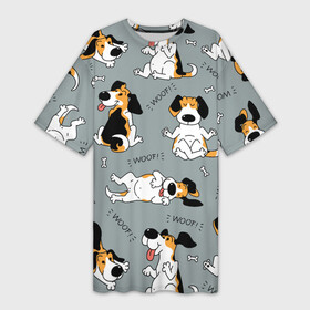 Платье-футболка 3D с принтом Собаки Бигли в Петрозаводске,  |  | dog | бигли | бигль | животные | пес | природа | собака | собаки | собакчка | собачки