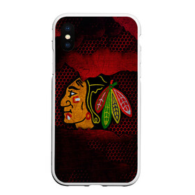 Чехол для iPhone XS Max матовый с принтом CHICAGO NHL в Петрозаводске, Силикон | Область печати: задняя сторона чехла, без боковых панелей | Тематика изображения на принте: blackhawks | chicago | iron | logo | nhl | red | sport | usa | блэкхоукс | железо | логотип | нхл | сетка | спорт | сша | хоккей | чикаго