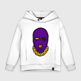 Детское худи Oversize хлопок с принтом DaBaby Purple Mask в Петрозаводске, френч-терри — 70% хлопок, 30% полиэстер. Мягкий теплый начес внутри —100% хлопок | боковые карманы, эластичные манжеты и нижняя кромка, капюшон на магнитной кнопке | gangster | golden | mask | music | rappers