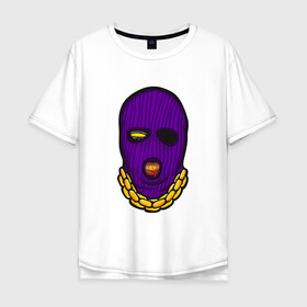 Мужская футболка хлопок Oversize с принтом DaBaby Purple Mask в Петрозаводске, 100% хлопок | свободный крой, круглый ворот, “спинка” длиннее передней части | gangster | golden | mask | music | rappers