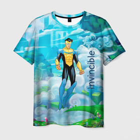 Мужская футболка 3D с принтом Неуязвимый (Invincible) в Петрозаводске, 100% полиэфир | прямой крой, круглый вырез горловины, длина до линии бедер | damien darkblood | invincible | superman | марк грэйсон | мультсериал | неуязвимый | супергерой