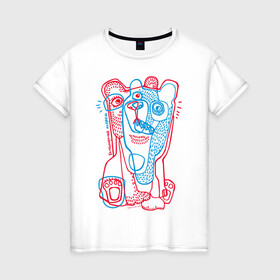 Женская футболка хлопок с принтом bipolar bear в Петрозаводске, 100% хлопок | прямой крой, круглый вырез горловины, длина до линии бедер, слегка спущенное плечо | acid | bears | glitch | illusion | pole | иллюзия | кислота | медведи | полюс