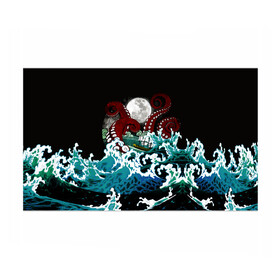Бумага для упаковки 3D с принтом Корабль на Волнах | Кракен в Петрозаводске, пластик и полированная сталь | круглая форма, металлическое крепление в виде кольца | Тематика изображения на принте: animal | beast | kraken | monster | moon | ocean | octopus | sea | ship | water | waves | вода | волны | животные | звери | корабль | кракен | луна | монстр | море | океан | осьминог | рыбы | щупальца