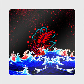 Магнит виниловый Квадрат с принтом Кровавый Кракен Монстр в Петрозаводске, полимерный материал с магнитным слоем | размер 9*9 см, закругленные углы | Тематика изображения на принте: animal | beast | blood | drops | kraken | monster | ocean | octopus | sea | water | waves | брызги | вода | волны | животные | звери | капли | кракен | кровь | монстр | море | океан | осьминог | рыбы | щупальца