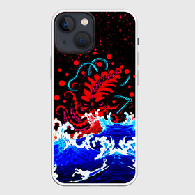 Чехол для iPhone 13 mini с принтом Кровавый Кракен Монстр в Петрозаводске,  |  | animal | beast | blood | drops | kraken | monster | ocean | octopus | sea | water | waves | брызги | вода | волны | животные | звери | капли | кракен | кровь | монстр | море | океан | осьминог | рыбы | щупальца