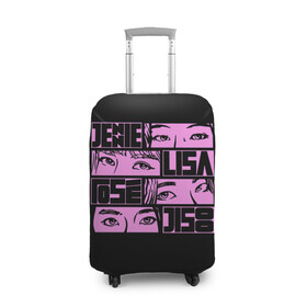 Чехол для чемодана 3D с принтом Black pink eyes в Петрозаводске, 86% полиэфир, 14% спандекс | двустороннее нанесение принта, прорези для ручек и колес | black pink | blackpink | pop | блэк пинк | ким дженни | ким джи су | корейцы | лалиса манобан | музыка | поп | попса | розэ