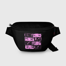 Поясная сумка 3D с принтом Black pink eyes в Петрозаводске, 100% полиэстер | плотная ткань, ремень с регулируемой длиной, внутри несколько карманов для мелочей, основное отделение и карман с обратной стороны сумки застегиваются на молнию | black pink | blackpink | pop | блэк пинк | ким дженни | ким джи су | корейцы | лалиса манобан | музыка | поп | попса | розэ