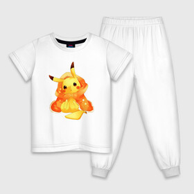 Детская пижама хлопок с принтом Пикачу в пледике в Петрозаводске, 100% хлопок |  брюки и футболка прямого кроя, без карманов, на брюках мягкая резинка на поясе и по низу штанин
 | anime | picachu | pikachu | аниме | милый | пика | пикачу | покебол | покемон