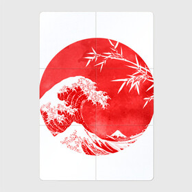 Магнитный плакат 2Х3 с принтом Волна в Канагаве в Петрозаводске, Полимерный материал с магнитным слоем | 6 деталей размером 9*9 см | Тематика изображения на принте: аниме | бамбук | большая волна в канагаве | волна | красный | солнце | япония