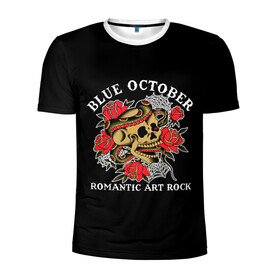 Мужская футболка 3D спортивная с принтом Blue October в Петрозаводске, 100% полиэстер с улучшенными характеристиками | приталенный силуэт, круглая горловина, широкие плечи, сужается к линии бедра | Тематика изображения на принте: alternative | art | blue october | indie | justin furstenfeld | rock | romantic | texas | печальный октябрь | рок | романтика