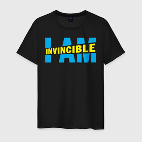 Мужская футболка хлопок с принтом I am Invincible в Петрозаводске, 100% хлопок | прямой крой, круглый вырез горловины, длина до линии бедер, слегка спущенное плечо. | allen | invincible | omni man | omniman | superhero | алиен | аллен | инвинсибл | неуязвимый | омнимэн | супергерои