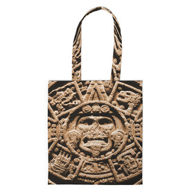 Шоппер 3D с принтом Ацтекский Календарь в Петрозаводске, 100% полиэстер | Плотность: 200 г/м2; Размер: 34×35 см; Высота лямок: 30 см | Тематика изображения на принте: aztec | calendar | ацтеки | календарь | майя