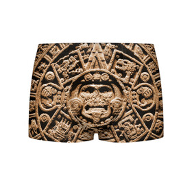 Мужские трусы 3D с принтом Ацтекский Календарь в Петрозаводске, 50% хлопок, 50% полиэстер | классическая посадка, на поясе мягкая тканевая резинка | aztec | calendar | ацтеки | календарь | майя
