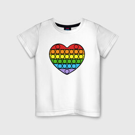 Детская футболка хлопок с принтом Heart Pop It в Петрозаводске, 100% хлопок | круглый вырез горловины, полуприлегающий силуэт, длина до линии бедер | pop it | антистресс | игрушка | поп ит | радуга | сердце