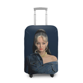 Чехол для чемодана 3D с принтом Jennie jeans в Петрозаводске, 86% полиэфир, 14% спандекс | двустороннее нанесение принта, прорези для ручек и колес | black pink | blackpink | pop | блэк пинк | ким дженни | ким джи су | корейцы | лалиса манобан | музыка | поп | попса | розэ