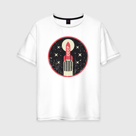 Женская футболка хлопок Oversize с принтом USSR Space в Петрозаводске, 100% хлопок | свободный крой, круглый ворот, спущенный рукав, длина до линии бедер
 | mars | moon | nasa | астероид | астронавт | астрономия | вселенная | гагарин | галактика | земля | илон | комета | космонавт | космос | луна | марс | маск | наса | небо | нло | планета | пришелец | ракета | сатурн