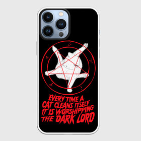 Чехол для iPhone 13 Pro Max с принтом КОТ САТАНЫ в Петрозаводске,  |  | Тематика изображения на принте: blood | cat | dark | devil | evil | lord | satan | дьявол | зло | кот | котик | котэ | лорд | пентаграмма | пушистый | сатана | темный