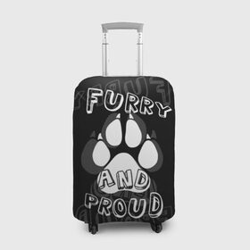 Чехол для чемодана 3D с принтом Furry proud в Петрозаводске, 86% полиэфир, 14% спандекс | двустороннее нанесение принта, прорези для ручек и колес | furry | антропоморфные животные | лапа | логотип | отпечаток | пушистый гордый | фурри | эмблема