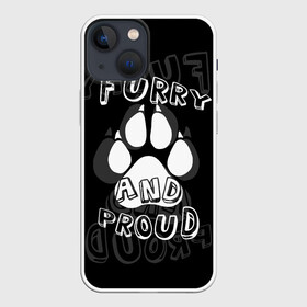 Чехол для iPhone 13 mini с принтом Furry proud в Петрозаводске,  |  | Тематика изображения на принте: furry | антропоморфные животные | лапа | логотип | отпечаток | пушистый гордый | фурри | эмблема