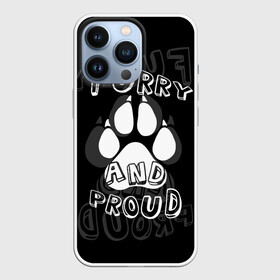 Чехол для iPhone 13 Pro с принтом Furry proud в Петрозаводске,  |  | Тематика изображения на принте: furry | антропоморфные животные | лапа | логотип | отпечаток | пушистый гордый | фурри | эмблема