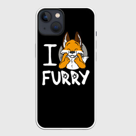 Чехол для iPhone 13 с принтом I love furry в Петрозаводске,  |  | Тематика изображения на принте: furry | i love furry | антропоморфные животные | лиса | люди животные | фурри | я люблю фурри