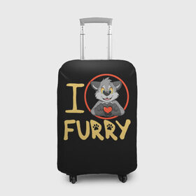 Чехол для чемодана 3D с принтом I love furry в Петрозаводске, 86% полиэфир, 14% спандекс | двустороннее нанесение принта, прорези для ручек и колес | furry | i love furry | антропоморфные животные | волк | зверь | люди   животные | сердце | фурри | я люблю фурри